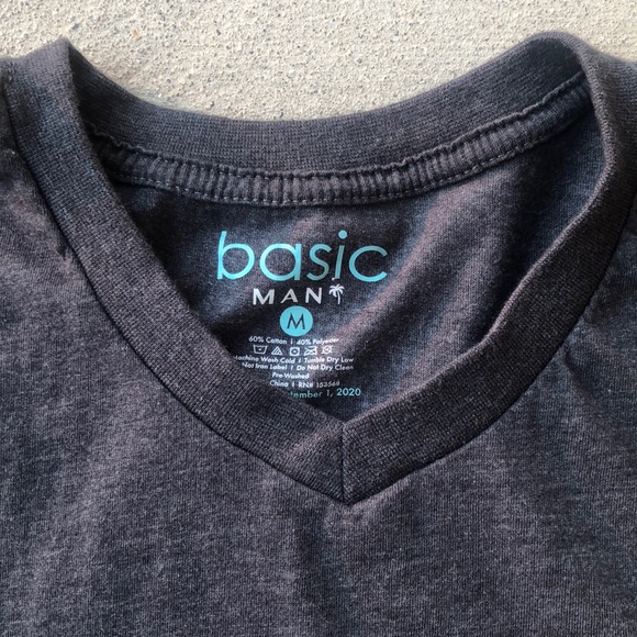 Basic Man V-neck Bamboo Tee Shirt size M - Picture 4 of 8